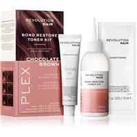 Revolution Haircare Plex Bond Restore Kit set for hair colour enhancement shade Chocolate Brown 1 pc