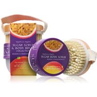 The Somerset Toiletry Co. Tropical Fruits Mango & Passionfruit sugar body scrub + hairbrush 150 g