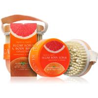 The Somerset Toiletry Co. Tropical Fruits Grapefruit & Orange sugar body scrub + hairbrush 150 g