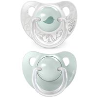 Suavinex Birdies Anatomical Silicone 0-6m dummy Green 2 pc