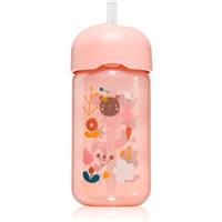 Suavinex Forest Straw Trainer Cup childrens bottle with straw 18 m+ Pink 340 ml