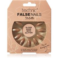 Technic Cosmetics False Nails Stiletto false nails Gloss Nude with Glitter 24 pc
