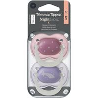 Tommee Tippee NightGlow Soother 0-6m dummy Girl 2 pc