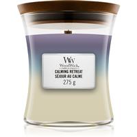 Woodwick Trilogy Calming Retreat scented candle with wooden wick 275 g