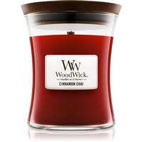 Woodwick Cinnamon Chai scented candle with wooden wick 275 g