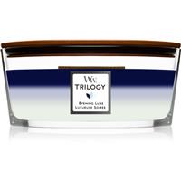 Woodwick Trilogy Evening Luxe scented candle with wooden wick (hearthwick) 453,6 g