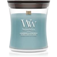 Woodwick Cedarwood & Ocean Moss scented candle with wooden wick 85 g