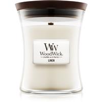 Woodwick Linen scented candle with wooden wick 275 g