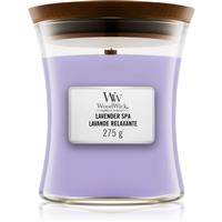Woodwick Lavender Spa scented candle with wooden wick 275 g