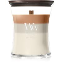 Woodwick Trilogy Caf Macchiato scented candle with wooden wick 275 g