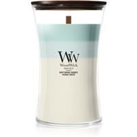 Woodwick Trilogy Driftwood Shores scented candle with wooden wick 610 g