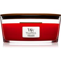 Woodwick Pomegranate scented candle with wooden wick (hearthwick) 453.6 g