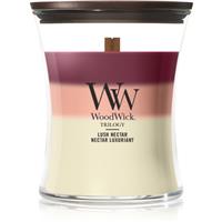 Woodwick Trilogy Lush Nectar scented candle with wooden wick 275 g