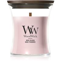 Woodwick Rose Blush scented candle with wooden wick 85 g