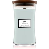 Woodwick Sagewood & Seagrass scented candle with wooden wick 609 g