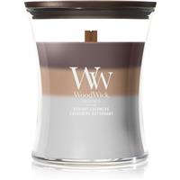 Woodwick Trilogy Radiant Cashmere scented candle with wooden wick 275 g