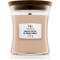 Woodwick Vanilla & Sea Salt scented candle with wooden wick 275 g