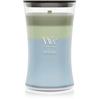 Woodwick Trilogy Verdant Woods scented candle with wooden wick 610 g