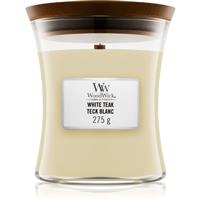 Woodwick White Teak scented candle with wooden wick 275 g