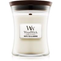 Woodwick White Tea & Jasmine scented candle with wooden wick 275 g