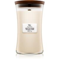 Woodwick White Tea & Jasmine scented candle with wooden wick 609.5 g