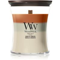 Woodwick Trilogy Vanilla Embers scented candle with wooden wick 275 g