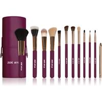 Zo Ayla 12 Piece Makeup Brush Set Dark Plum makeup brush set with a pouch