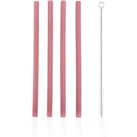 Zopa Silicone Straw silicone straw + hairbrush 6 m+ Old Pink 4 pc