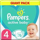 Pampers Active Baby Size 4 disposable nappies 9-14 kg 76 pc