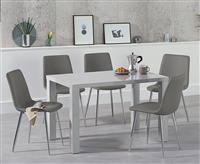 Seattle 120cm Light Grey High Gloss Dining Table with 6 Grey Chairs