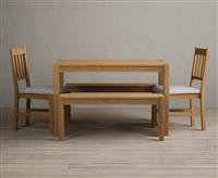 York 120cm Solid Oak Dining Table with 4 Oak York Chairs with 2 Oak Benches