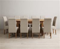 Extending Buxton 140cm Solid Oak Dining Table with 6 Charcoal Grey Scroll Back Chairs
