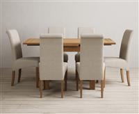 Extending Buxton 90cm Solid Oak Dining Table with 6 Natural Scroll Back Chairs