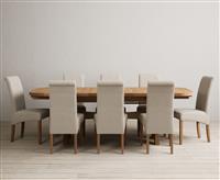 Extending Olympia 180cm Solid Oak Dining Table with 6 Natural Scroll Back Chairs
