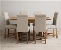 Extending Buxton 90cm Solid Oak Dining Table with 4 Charcoal Grey Scroll Back Chairs