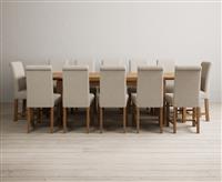 Extending Buxton 180cm Solid Oak Dining Table with 8 Blue Scroll Back Chairs