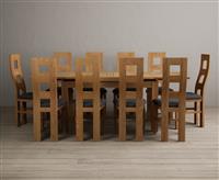 Extending Buxton 140cm Solid Oak Dining Table with 8 Brown Natural Chairs