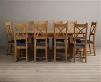 Extending Buxton 140cm Solid Oak Dining Table with 6 Charcoal Grey Natural Solid Oak Chairs
