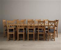 Extending Buxton 180cm Solid Oak Dining Table with 6 Charcoal Grey Natural Solid Oak Chairs