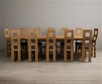 Extending Olympia 180cm Solid Oak Dining Table with 8 Linen Natural Chairs