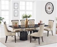 Antonio 180cm Black Marble Dining Table with 8 Grey Francesca Chairs