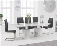 Antonio 180cm White Marble Dining Table with 4 White Austin Chairs