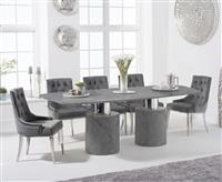 Antonio 220cm Grey Marble Dining Table with 6 Chairs