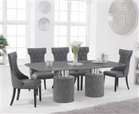 Antonio 220cm Grey Marble Dining Table with 6 Chairs