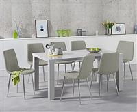 Seattle 160cm Light Grey High Gloss Dining Table with 4 Grey Chairs