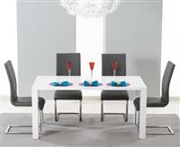 Atlanta 160cm White High Gloss Dining Table with 4 Black Austin Chairs