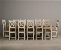 Extending Olympia 180cm Oak and Cream Painted Dining Table with 6 Chairs