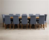 Extending Olympia 180cm Oak and Dark Blue Painted Dining Table with 8 Chairs