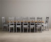 Extending Olympia 180cm Oak and Light Grey Painted Dining Table with 6 Chairs