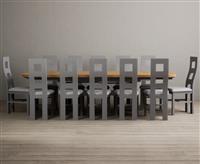 Extending Olympia 180cm Oak and Light Grey Painted Dining Table with 10 Chairs